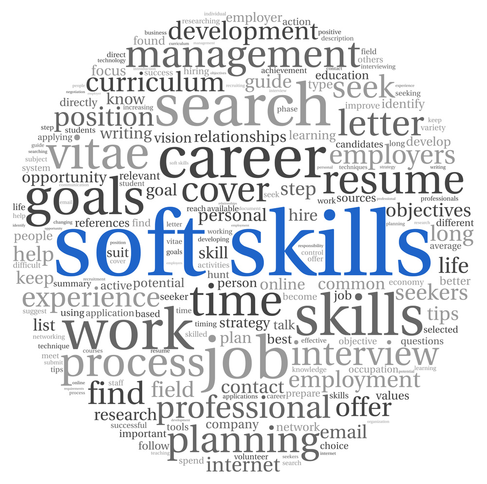 Soft skills concept on white